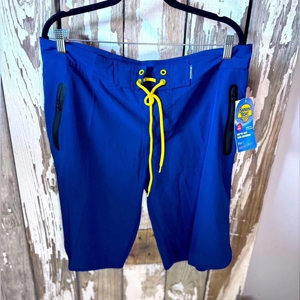 Banana Boat Shorts Men’s XL Navy & Yellow NWT UPF 50+ Inseam 11”